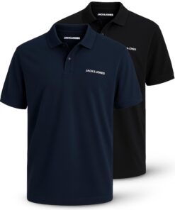 JACK & JONES Lot de 2 polos respirants pour homme | Manches courtes | Col de chemise | Coupe droite | Lot de 2