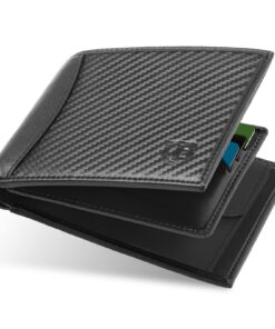 Portefeuille Homme RFID Avec Fenêtre D'Identification, 9 Portes Carte Crédit & 1 Compartiment Billets, Cuir Noirpour Hom