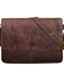 STILORD Sac à l'Épaule Hannes Cuir Homme Femme VintageUniversité Collège Fonctionnelle Marron foncé