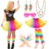 Hifot Femme Annee 80 Deguisement Néon Tutu Lunette Colliers Bracelets Soiree Fluo Costume