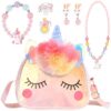Accessoires de princesse pour fille peluche sac à mainbijoux license unicorn filles collier bracelet boucles d'oreilles