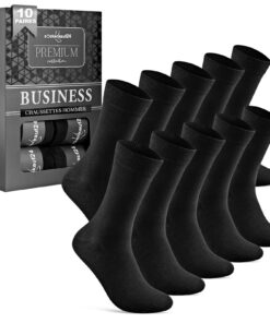 Chaussettes Homme Business Noir Confortable Coton Respirantes (Lot de 10) Certification OEKO-TEX STANDARD 100