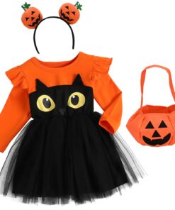 Costume d'Halloween pour enfant - avec chapeau et sac à bonbons - citrouille