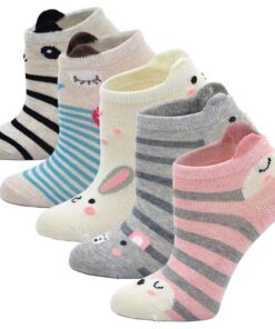 Chaussettes en Coton PUTUO pour Filles 2-11Ans, Motif Animal Mignon OEKO-TEX STANDARD 100, 5 Paires