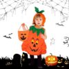 Déguisement Citrouille Enfant Halloween avec Panier et Chapeau