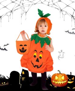 Déguisement Citrouille Enfant Halloween avec Panier et Chapeau