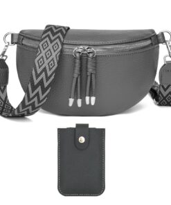 Sac Banane Bandoulière Gris Foncé Atgbiem Femme Cuir Porte-Carte Coulissant Mode Fille