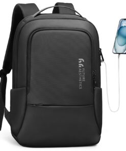 Sac à Dos Homme pour Ordinateur Portable 15,6" Antivol avec USB - Élégant Décontracté pour Travail, Yoga et Voyage Noir