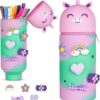Trousse à crayons silicone extensible motifs licorne pour étudiants et bureaux