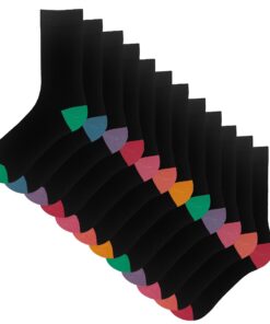 Lot de 12 paires de chaussettes The Essentials pour femme en coton mélangé avec orteils colorés - Chaussures - Taille 37