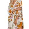 CUPSHE femmes Robe chemise boutonnée fleurie à manches longues pour printemps et été - confortable et élégante - 2XL
