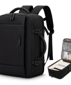 Sac à dos de voyage LOVEVOOK pour Ryanair et Easyjet - Bagage à main pour avion, Noir, 40x20x25cm, conforme à OEKO-TEX S