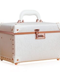 Urecity Casse-Crème Rigide pour Femmes, Mallette de Rangement pour Maquillage (M, Rose Blanc) - Idéale pour Voyage et Da