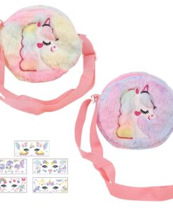 KASESSS Sac et autocollant Licorne fille, accessoires enfant, sac bandoulière fille, sac bandoulière en dentelle fille,