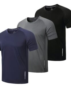 ZENGVEE T-Shirt Homme Respirant Séchage Rapide Fitness Running Gym 3 Paquets