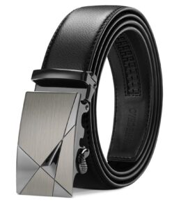 TANGCHAO Ceinture Hommes en Cuir Réglable Noir 115-145cm Boucle Automatique