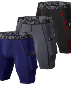 ZENGVEE Shorts de Compression pour Hommes - Cool Dryavec Poches Latérales - Idéaux pour la Course et l'Entraînement Gymn