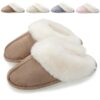 HILAX Pantoufles Chaudes Homme Femme Hiver Chaussons Maison Confort Cuir Peluche Antidérapant