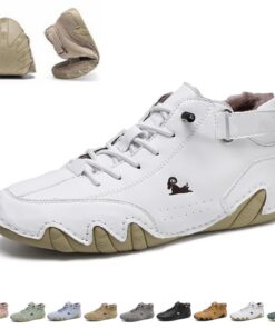 BXCZEDW Chaussures orthopédiques confortables en cuir pour homme et femme - Doublure polaire chaude - Idéales pour l'ext