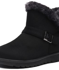 Chaussures de marche Vunavueya Bottes D'Hiver en Cuir pour Femmes Courtes avec Doublure Chaud Fourrure 35-41.5 pour Occa