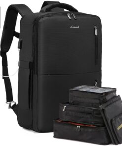 Lovedook Sac à Dos Voyage Avion Imperméable pour Homme et femme NoirBag Valise 17 Pouces Travel OEKO-TEX Noir