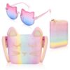 Sac à main Hifot mini licorne enfant, sac bandoulière avec lunettes de soleil pour fille, 50x20x30 cm