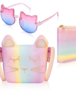 Sac à main Hifot mini licorne enfant, sac bandoulière avec lunettes de soleil pour fille, 50x20x30 cm