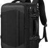 Sac à Dos Voyage Cabine Avion Imperméable Homme Femme Noir 45L Bagage Antivol 15.6 Pouces Portable