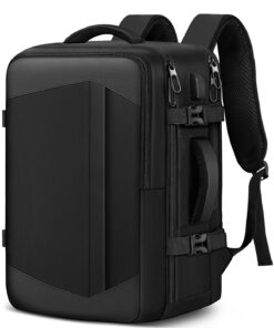 Sac à Dos Voyage Cabine Avion Imperméable Homme Femme Noir 45L Bagage Antivol 15.6 Pouces Portable