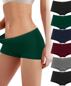 Boxer Femme Cotton Shorty Culotte Femme Taille Boyshort Coton Stretch Sports Élégant Lot de 6