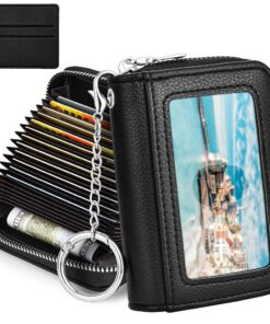 Porte-Carte Flinthronic Homme Femme, Porte-Carte RFID Fermé à Clavier avec Carte de Crédit et ID, Portefeuille Cuir bloq