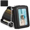 Portefeuille Flinchtronics Homme femme, bloque RFID, fermeture éclair, portefeuille en cuir avec titleulaire de carte ca
