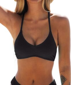 CUPSHE Haut de Bikini Femme Auto Cravate croisée Bretelles Spaghetti V-Neck Maillot de Bain Étanche Modèle 2023