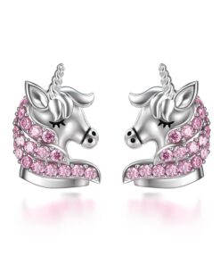 Boucles d'oreilles Licorne en Argent Sterling 925 bijoux pour Filles Enfants, Cadeaux d'anniversaire en Or pour Licorne