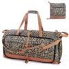 Sacoche Lekesky voyage imperméable 80L - Sac homme femme pliable avec compartiment chaussures, imprimé léopard | Séchoir