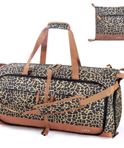 Sacoche Lekesky voyage imperméable 80L - Sac homme femme pliable avec compartiment chaussures, imprimé léopard | Séchoir