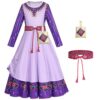 Robe de Princesse New Front Violet Newfront Fille Costume Halloween Carnaval Cadeau Noël 120CM Manches Longues Ceinture