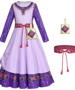 Robe de Princesse New Front Violet Newfront Fille Costume Halloween Carnaval Cadeau Noël 120CM Manches Longues Ceinture