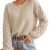 CUPSHE pull à manches longues et col rond en tricot torsadé pour femme idéal pour l'hiver, chaud et doux, taillage parfa