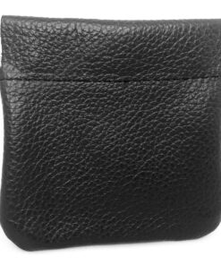 Charmoni Portefeuille en Cuir Vrai pour Homme et Femme - Fermeture à Ressort Clic Clac - Noir