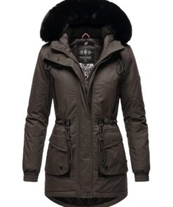 Navahoo B869 Parka d'hiver pour femme avec capuche et col en fourrure doublée chaude + Parka d'hiver femme warm + Parka