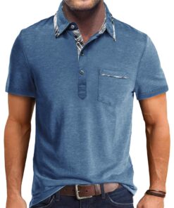 Comilaka Polo Homme Manches Courtes Été Sport Casual T-Shirt Couleur de Contraste Coupe Slim Fit
