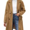 CMTOP Long Manteau Hiver Femme Chic et Élégant Veste À Revers Trench-Coat Épaisse Couleur Unie