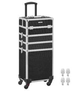 SONGMICS Valise de Maquillage Professionnel 4-en-1 pour Voyages, Manucure et Coiffure, Mallette Cosmétique Verrouillable