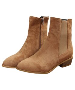 Bottines Chelsea élégantes en daim pour femme - Avec fermeture éclair - Idéales pour l'automne et l'hiver - Talon bloc -