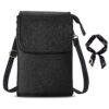 GWAWG Sac à bandoulière en cuir pour femme Noir - Portefeuille pour téléphone portable, porta-clés et écharpes included