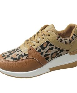 Baskets Femmes Compensées Imprimé Léopard Tendances Chaussures De Sport Course Antidérapant Confortables