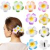 HifotBarrettes Cheveux Fleuri Femme Plumeria Pour la Plage Fête Marriage 9 Pièces Crocodile
