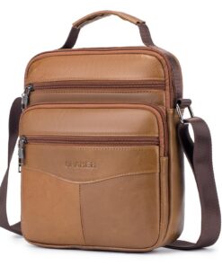 Sac à bandoulière SpaHER homme en cuir véritable Marron pour business et voyage