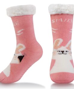HOTUT HOTUT chaussettes enfant, chaussettes antidérapantes en coton pour enfants, motifs animaux